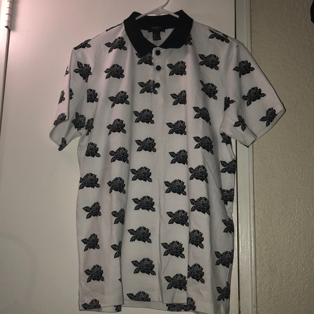 Roses Print Collar Shirt !